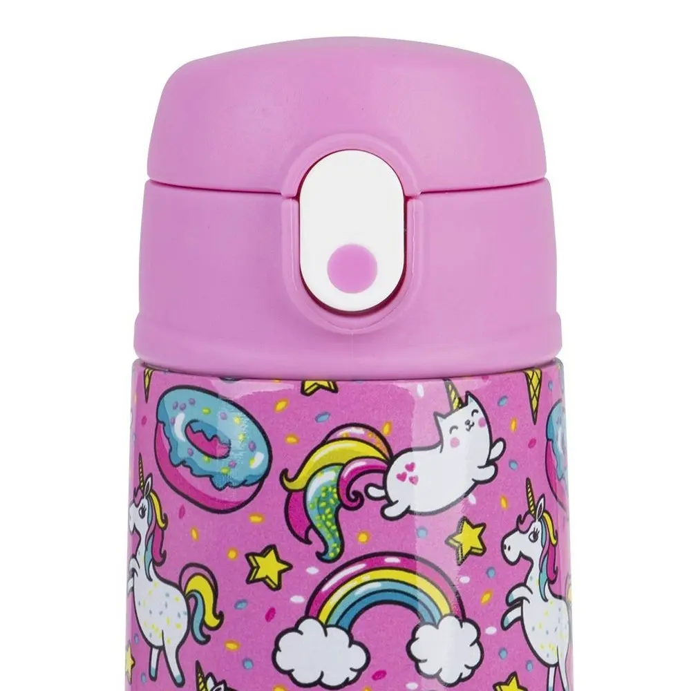 Oasis Double Wall Insulated Kids 400ml Drink Bottle Stainless Steel Unicorns