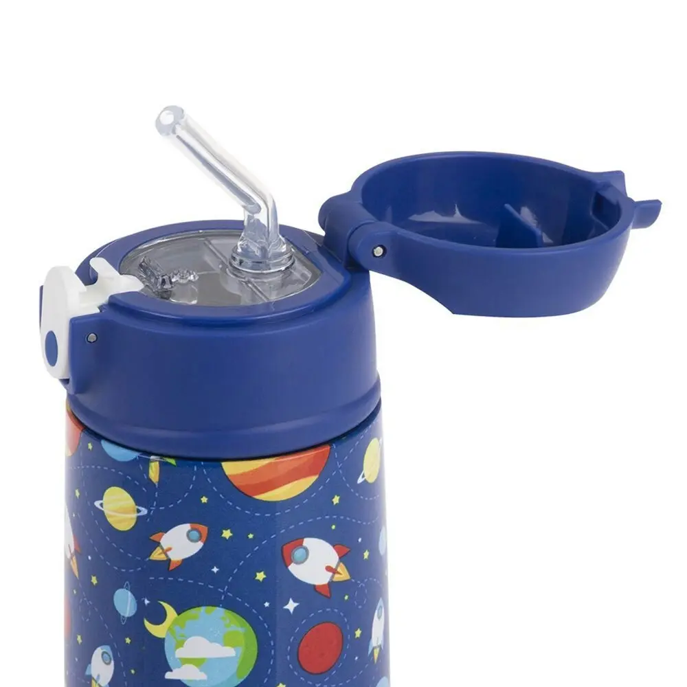 Oasis Double Wall Insulated Kids 400ml Drink Bottle Stainless Steel Outer Space