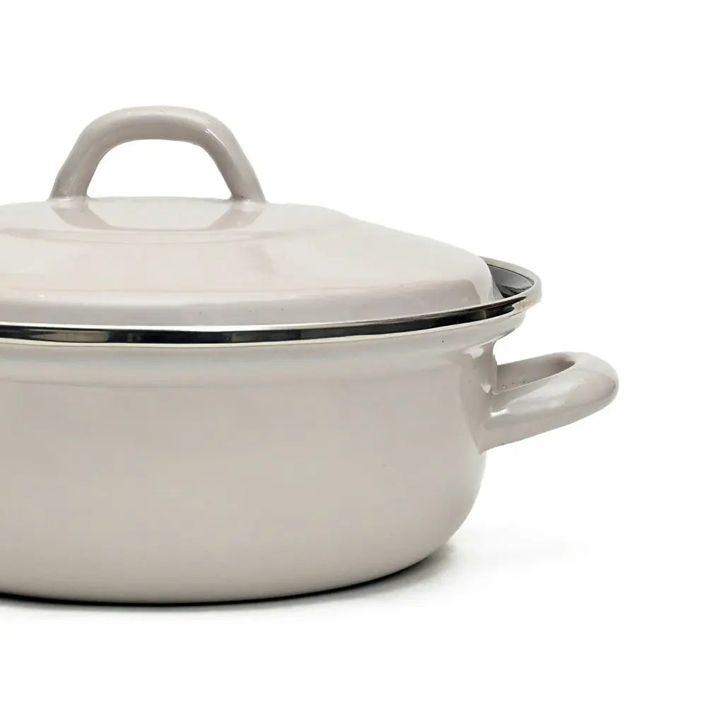 Classica Heavy Duty 22cm/2.4L Steel Casserole Induction Pot w/ Lid Ceramic Grey