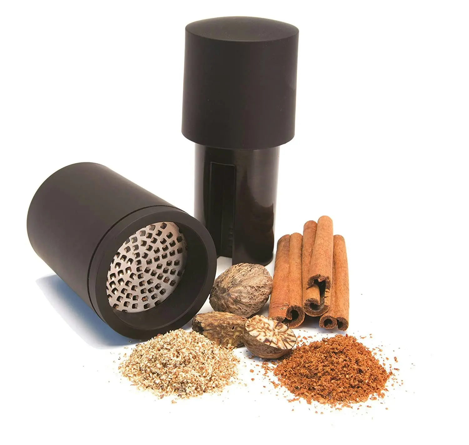 Microplane 11.5 cm Spice Mill Cinamon/Nutmeg Manual Grinder w/Storage Black