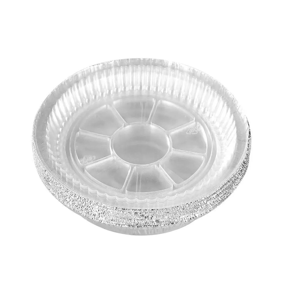 60pc Lemon & Lime 18x4cm Baking Foil Tray Round BBQ Container w/ Plastic Lid