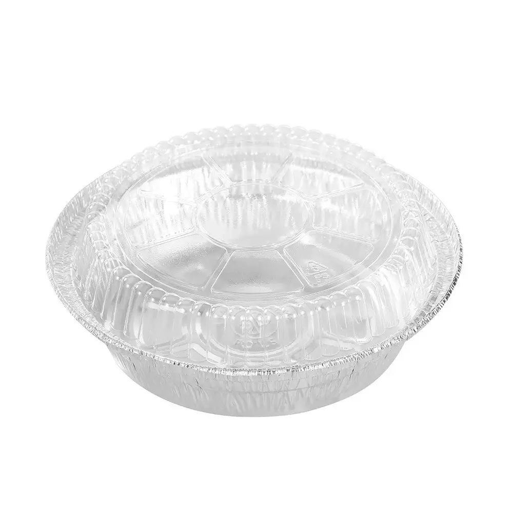 60pc Lemon & Lime 18x4cm Baking Foil Tray Round BBQ Container w/ Plastic Lid