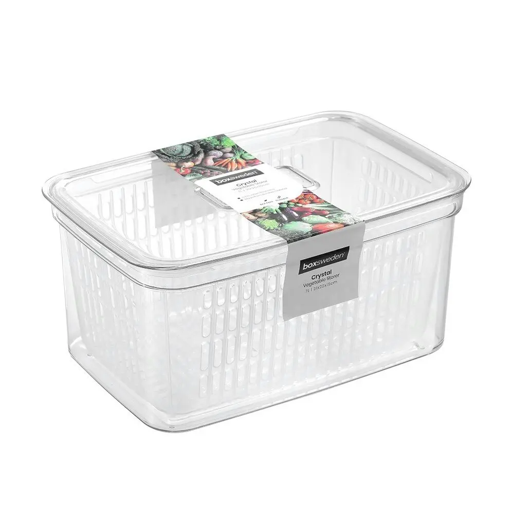 2x Boxsweden Crystal 7L Vegetable Storer/Storage Fridge Food Container Basket CL