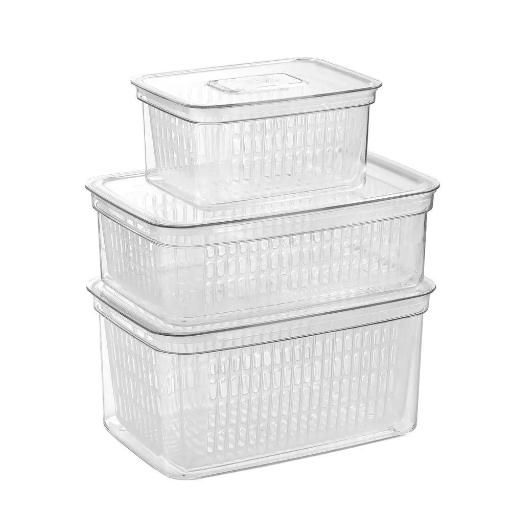 2x Boxsweden Crystal 7L Vegetable Storer/Storage Fridge Food Container Basket CL