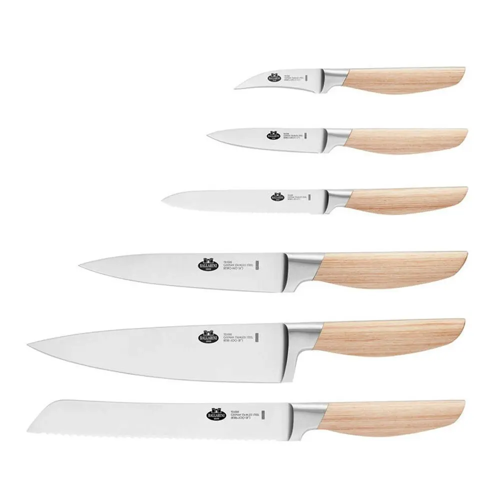 7pc Ballarini Tevere Stainless Steel Chef's/Slicing Knife Set w/ Wooden Block