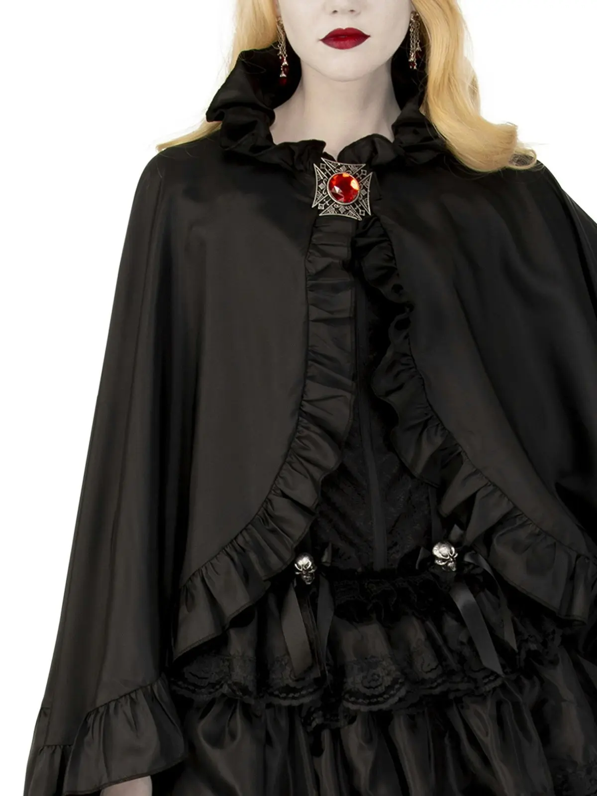 Women's/Ladies Satin Cape Halloween Party Adult Vampire Scary Costume Black