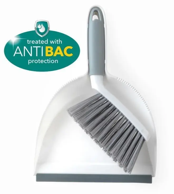 2x Beldray 27cm Dustpan & Brush Set w/Antibacterial Brisltes Home/Floor Cleaning