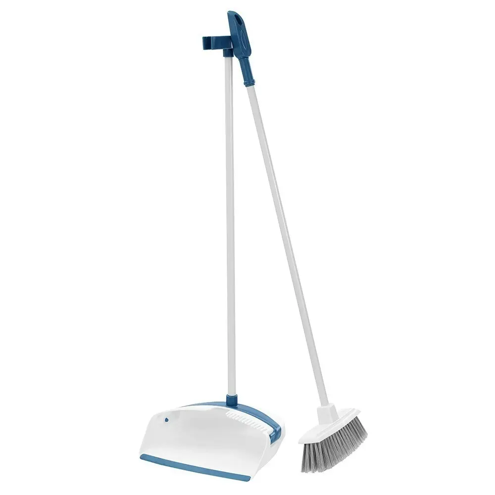 2x Boxsweden Clean 85cm Foldable Dustpan & Broom Floor Cleaner/Sweeper Set