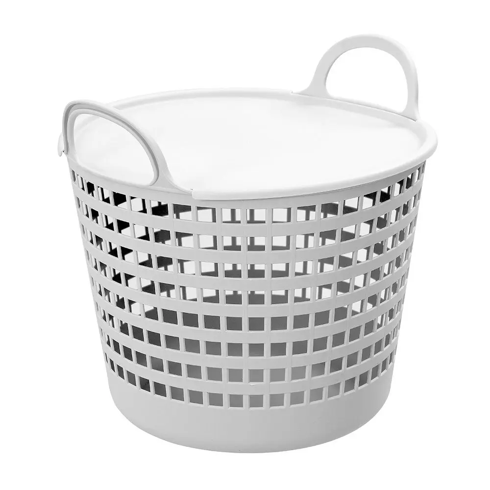 2x Boxsweden 26L/40x37.3cm Flexible Laundry Basket Lidded Clothes Storage Assrtd