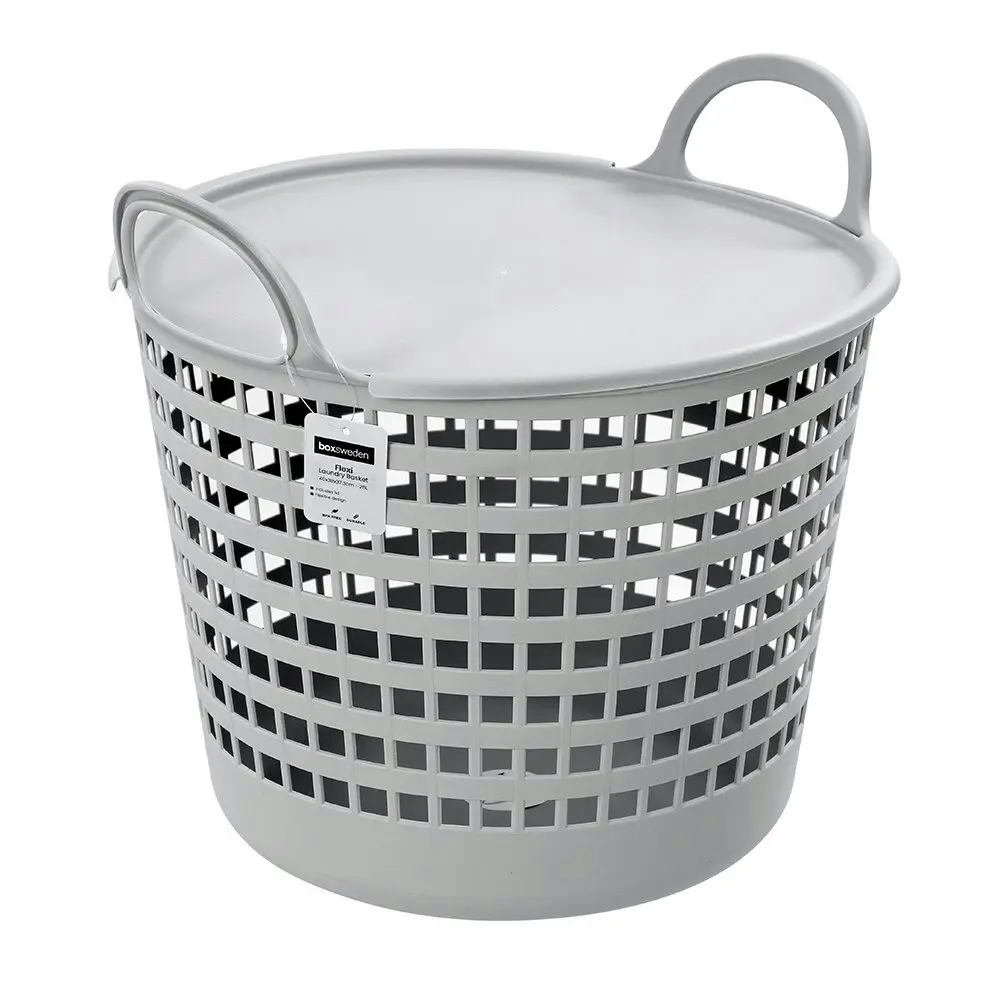 2x Boxsweden 26L/40x37.3cm Flexible Laundry Basket Lidded Clothes Storage Assrtd