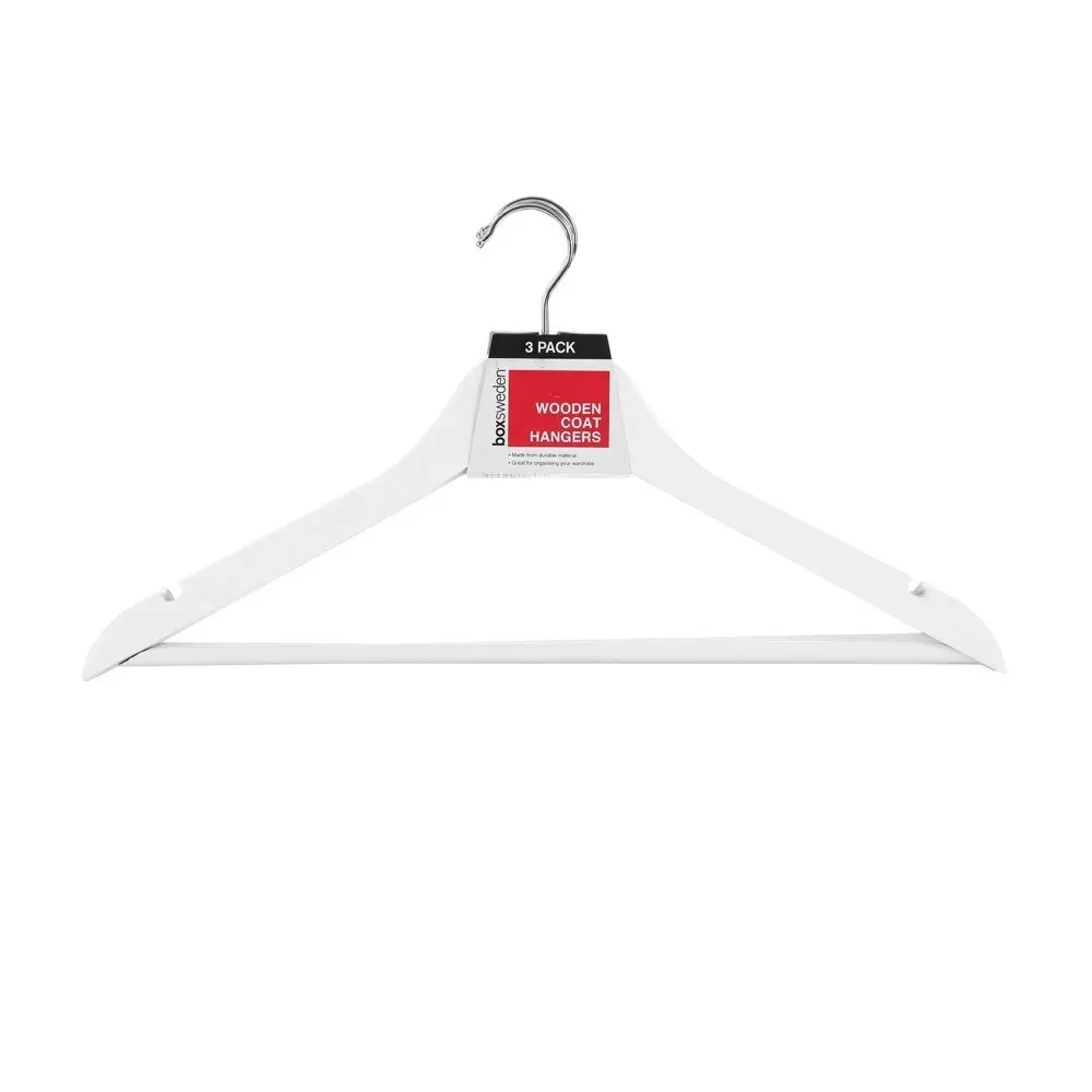 15pc Boxsweden 44.5cm Wooden Hanger/Wardrobe Organiser for Clothes/Shirt White