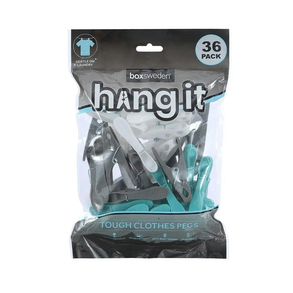 6x 36PK Boxsweden Hangit Tough Clothes Pegs Laundry Clips Hanging Undergarment