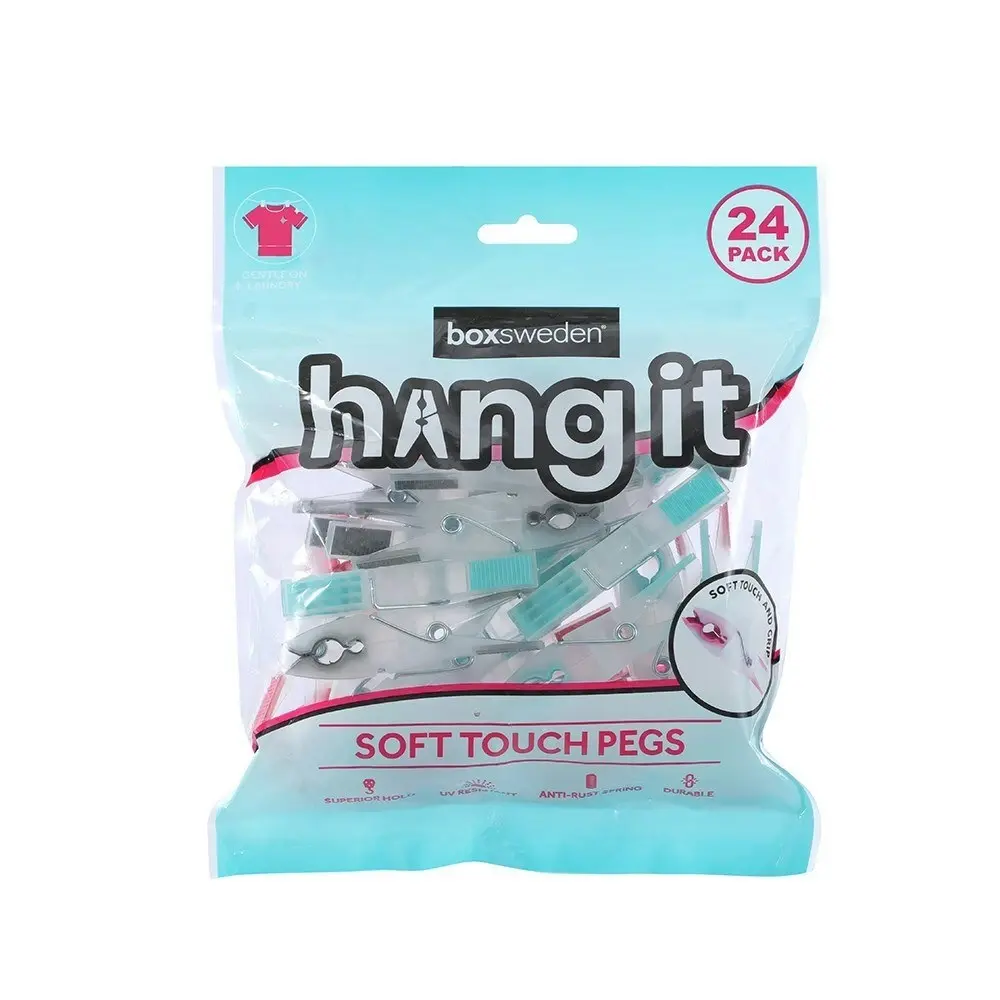 6x 24PK Boxsweden Hangit Soft Touch Clothes Pegs Rectangle Clip Undergarment Pin