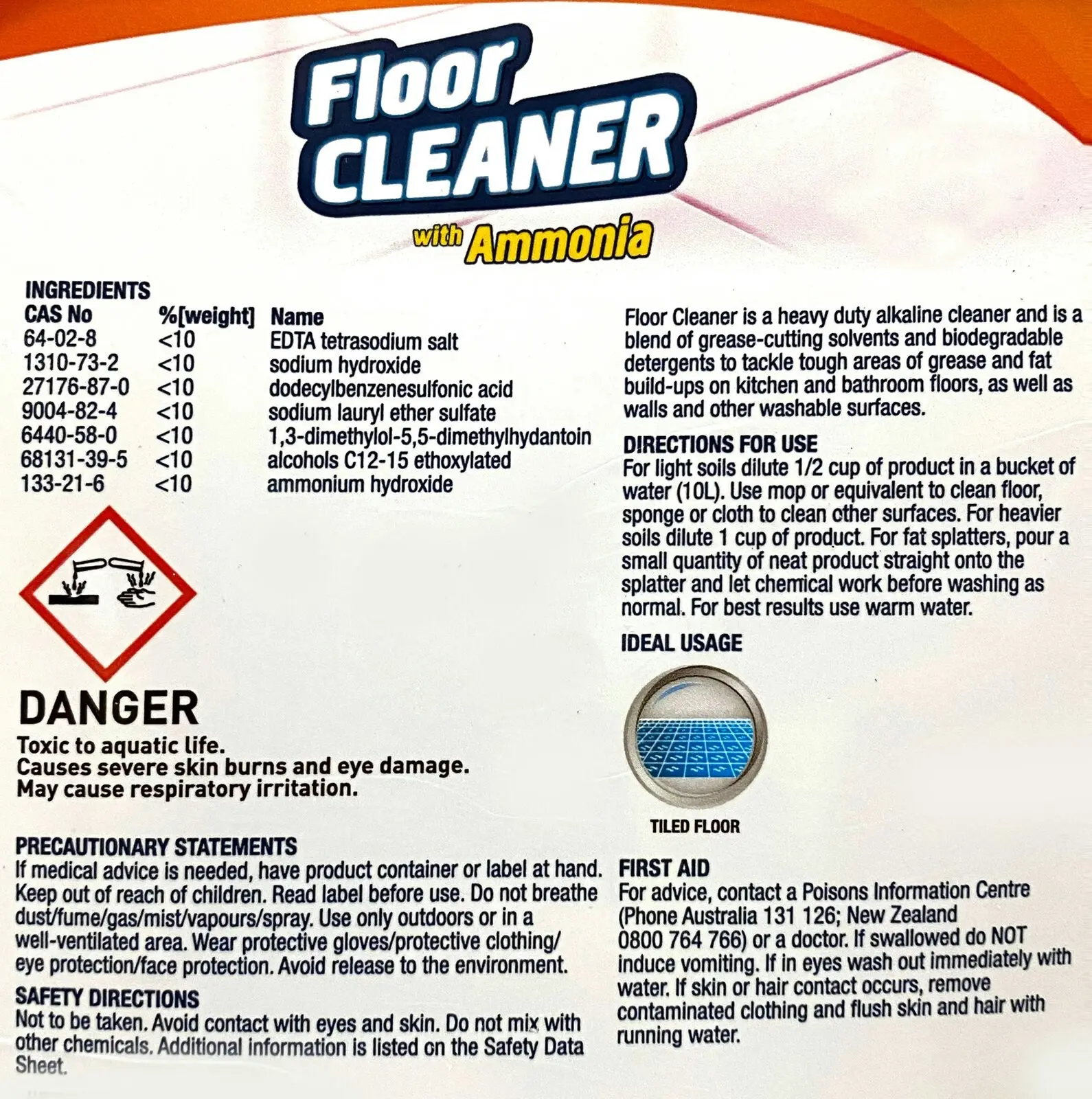 2x Northfork 2L Floor/Tiles Cleaning/Cleaner Dirt/Grease Remover w/ Ammonia