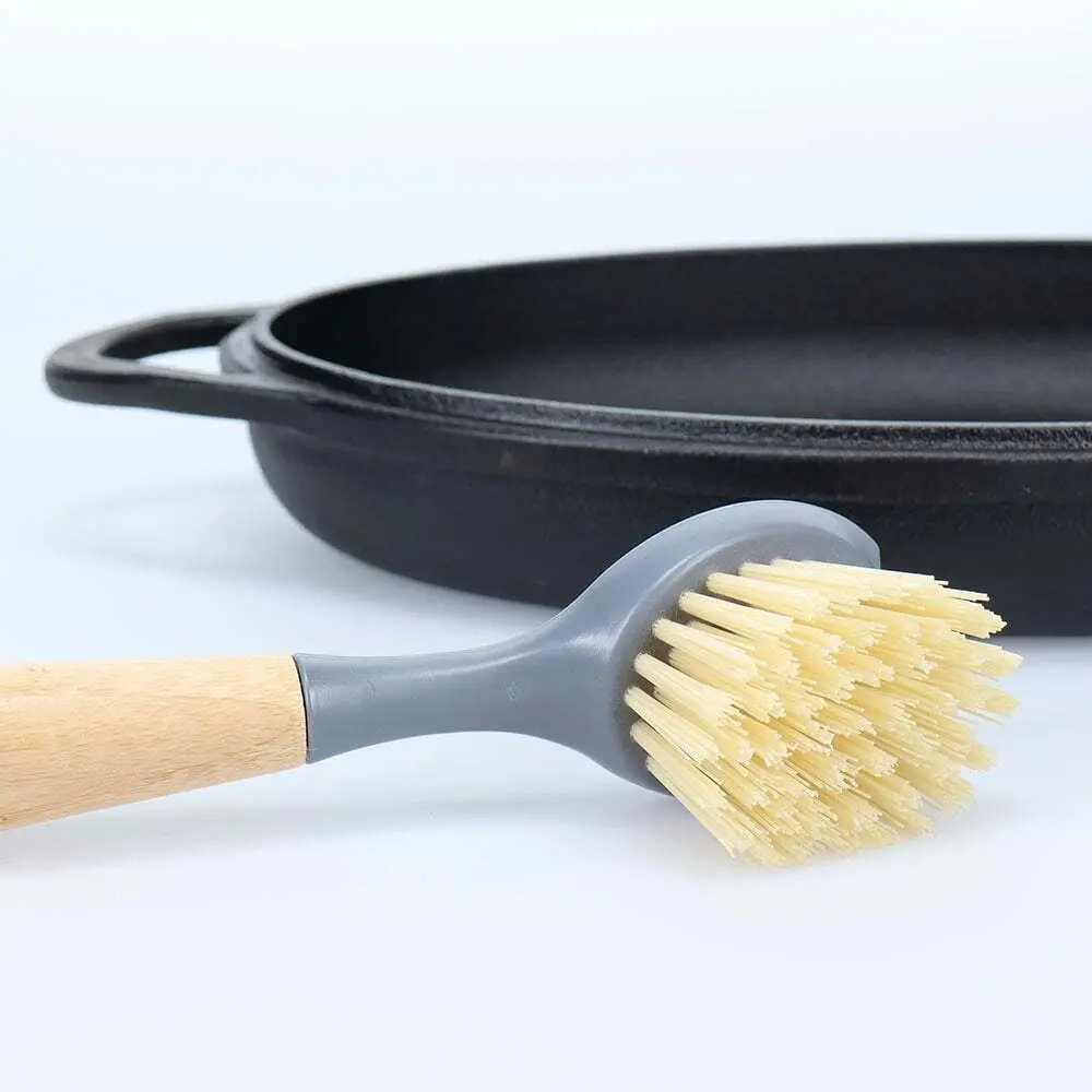 2x Eco Basics Cast Iron Pan/Pot Brush Kitchen Dish Cleaning Scrub w/ Long Handle