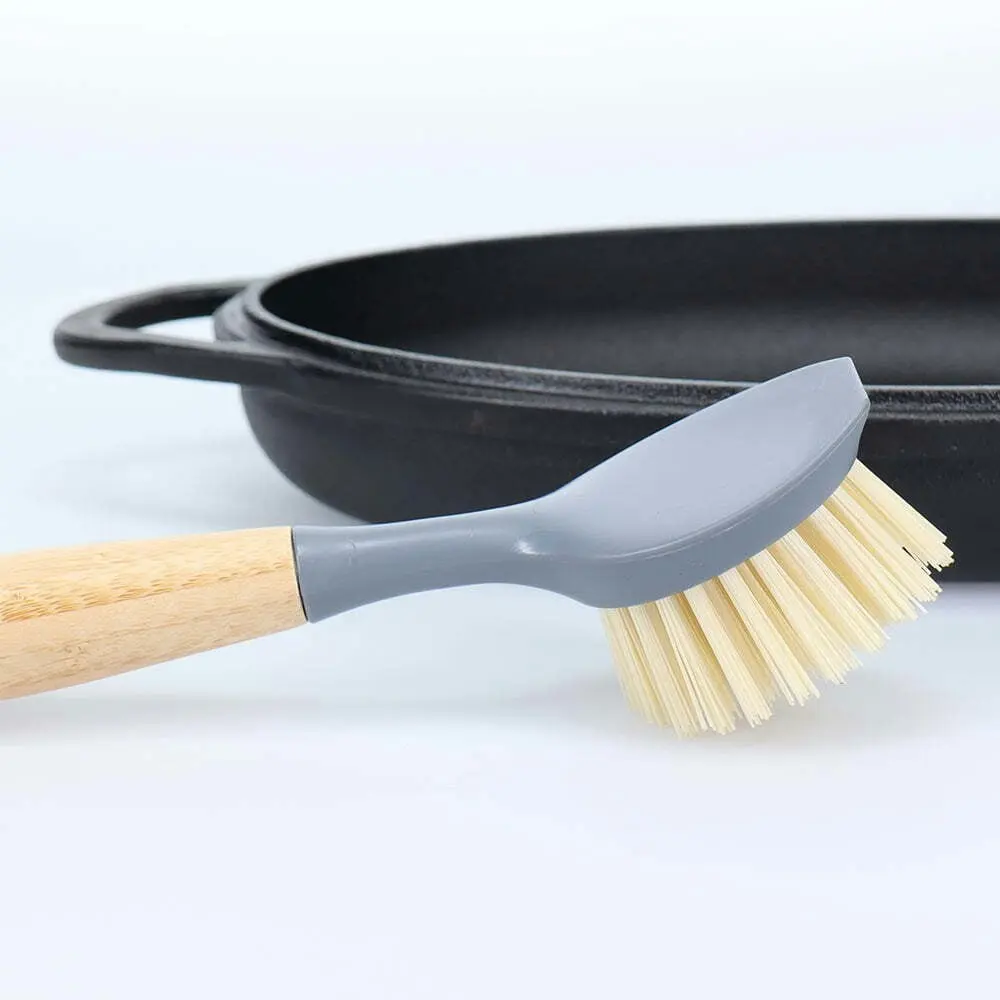 2x Eco Basics Cast Iron Pan/Pot Brush Kitchen Dish Cleaning Scrub w/ Long Handle