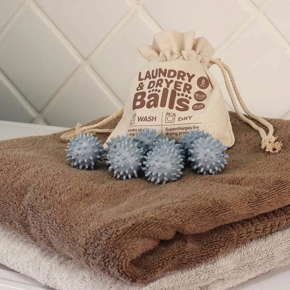 8pc Eco Basics Laundry & Dryer Fabric Cloth Softener Balls Reusable Eco-Friendly