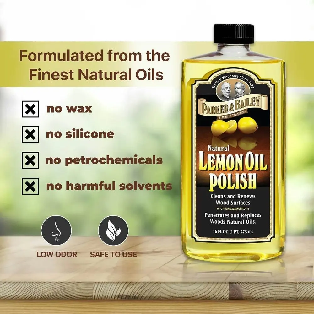 Parker & Bailey 473ml Natural Lemon Oil Polish Scented Wood Surface Cleaner