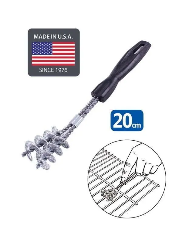 White Magic Medium 40cm Cleaning Barbecue Grill Brush Double Helix Cleaner Black