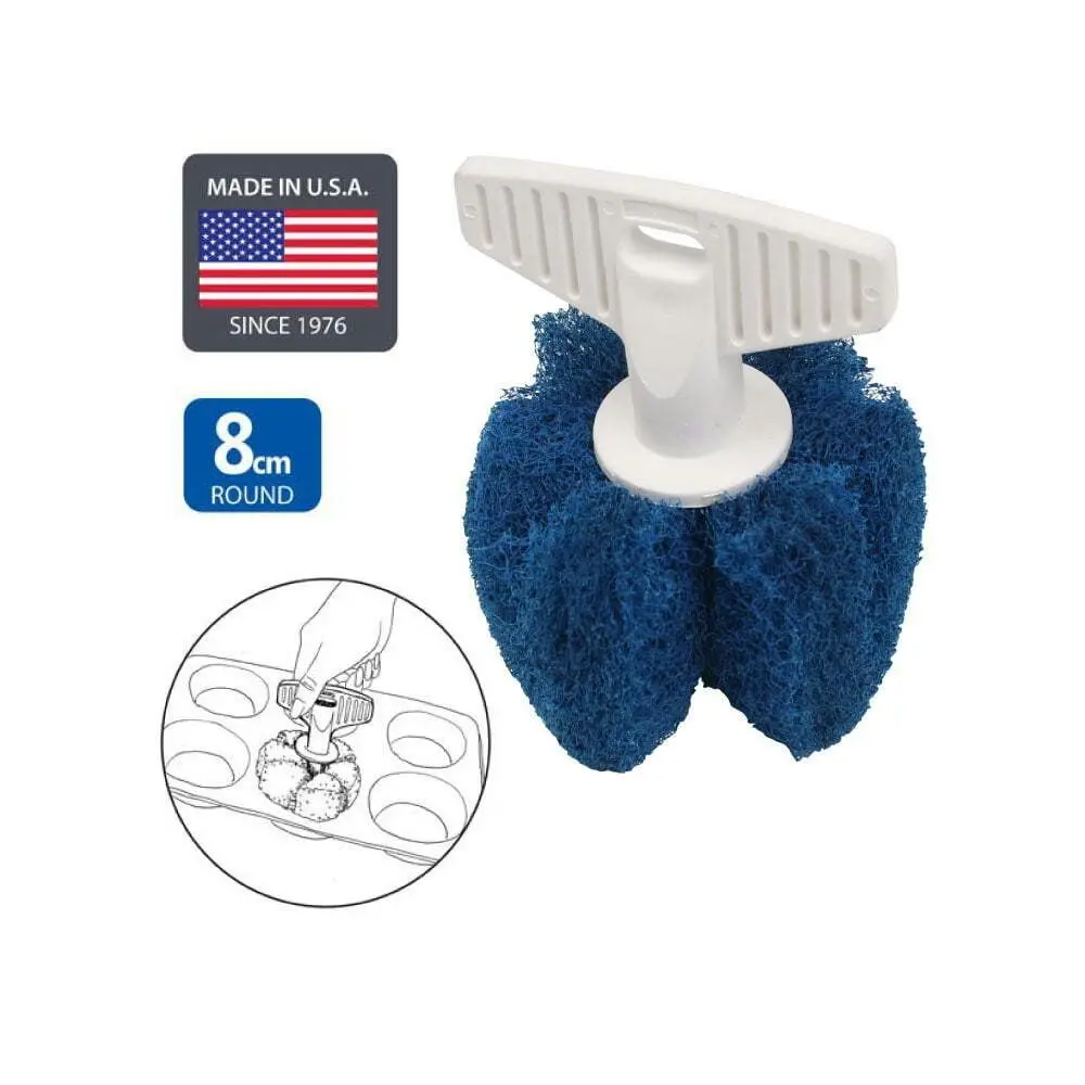 White Magic 8cm Round Muffin Pan Cleaning Brush Kitchen Cleaner Scrubber Blue