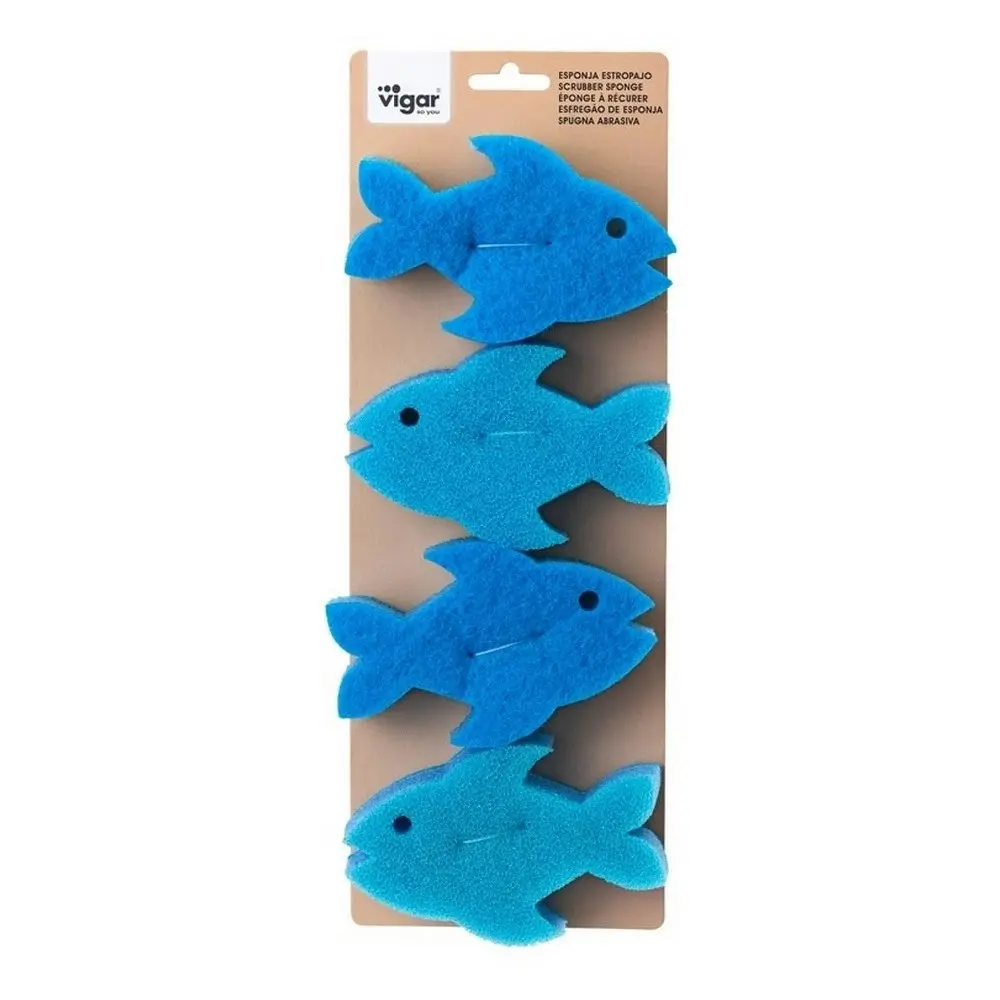 12pc Vigar Pets Club 12cm Fish Scrubber Sponge Cleaning Set Blue For Cat Bowl