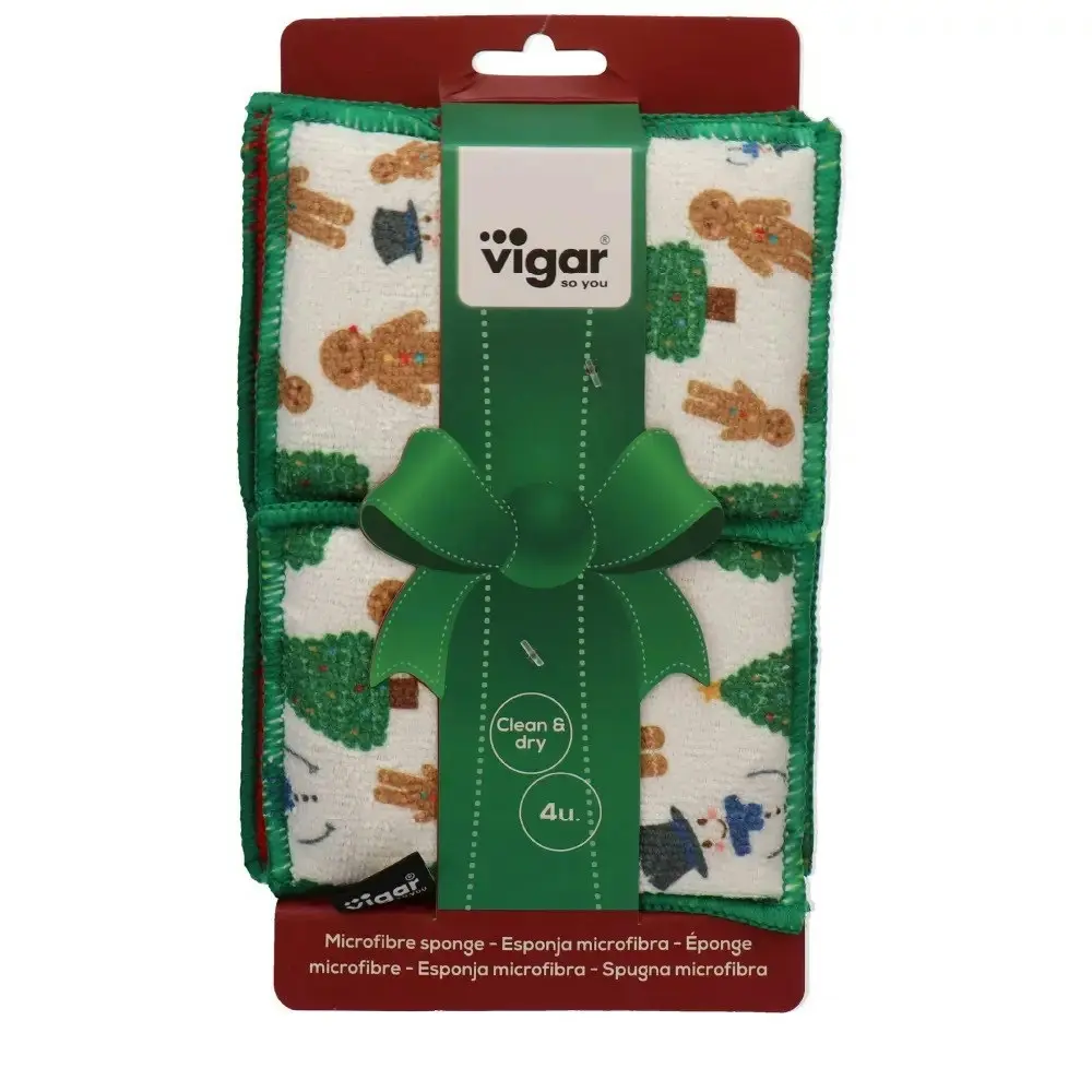 8pc Vigar Tree 13x22cm Microfibre Sponge Cleaner Kitchen Scrubber Cleaning Pad