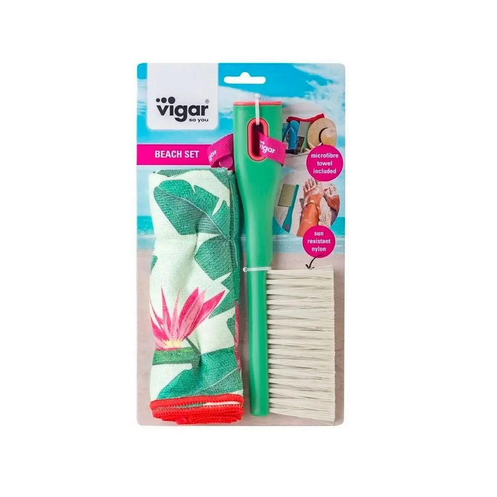 2pc Vigar 29cm Beach Brush/Cloth Set Sand/Dirt Remover Outdoor/Travel Assorted