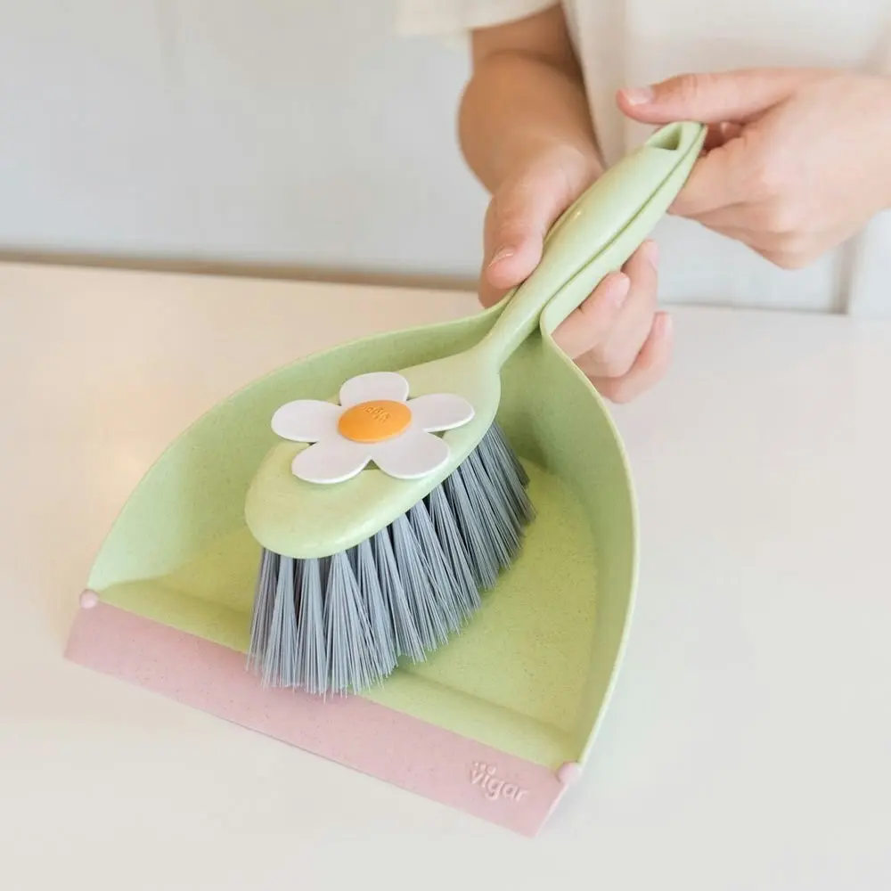 2x Vigar 32cm Florganic Dustpan & Brush Set Dust/Dirt Home Cleaner w/ Rubber Lip