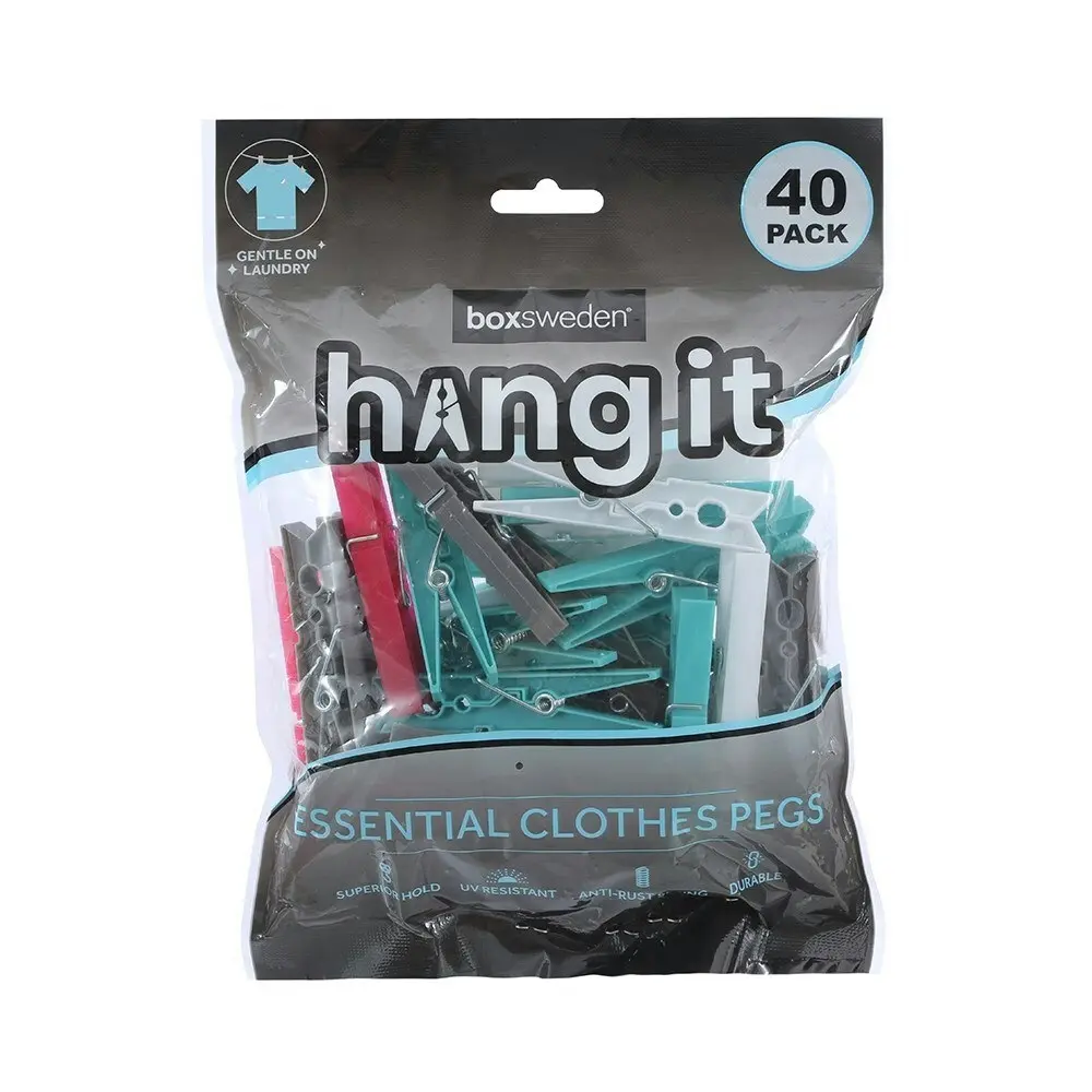 10x 40PK Hangit Essential Clothes Pegs Hanging Laundry Pin Undergarment Clips