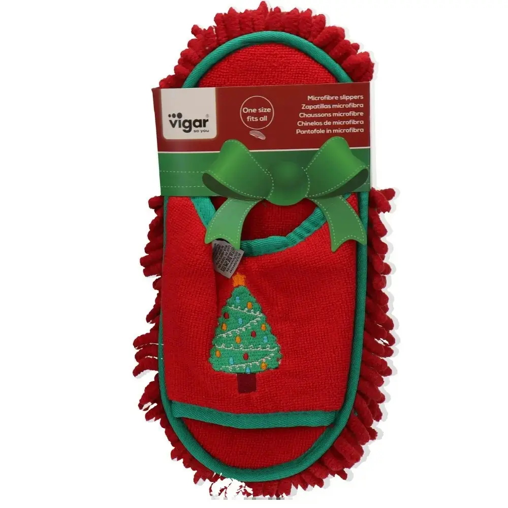 Vigar Tree Home Floor Cleaning/Polishing/Mopping Microfibre Slipper Mop Pair Red