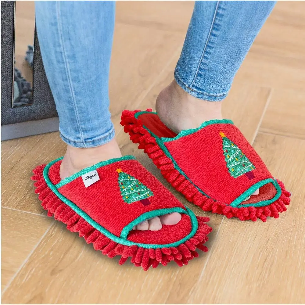 Vigar Tree Home Floor Cleaning/Polishing/Mopping Microfibre Slipper Mop Pair Red