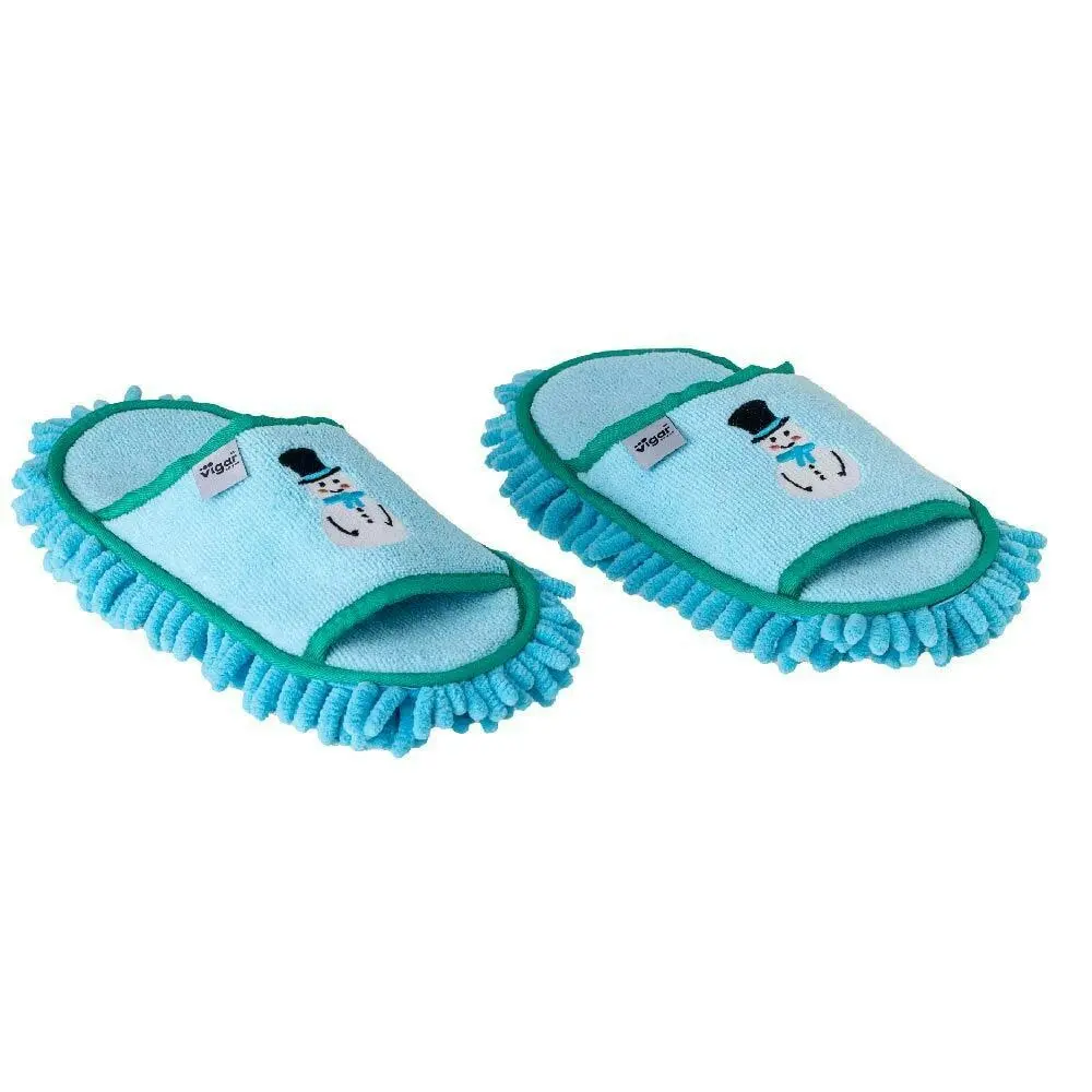 Vigar Snowman Home Cleaning/Polish/Mopping Microfibre Slipper Mop Pair Blue