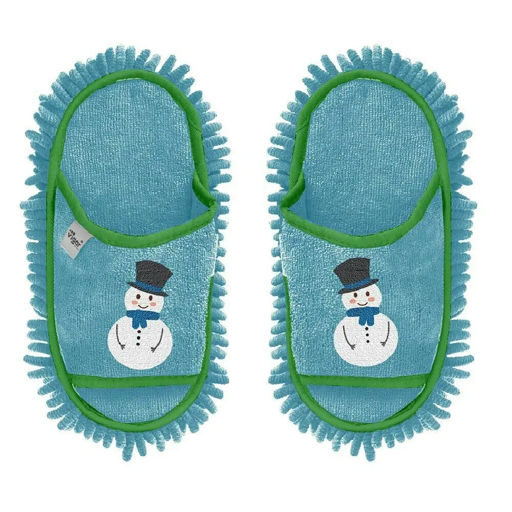 Vigar Snowman Home Cleaning/Polish/Mopping Microfibre Slipper Mop Pair Blue