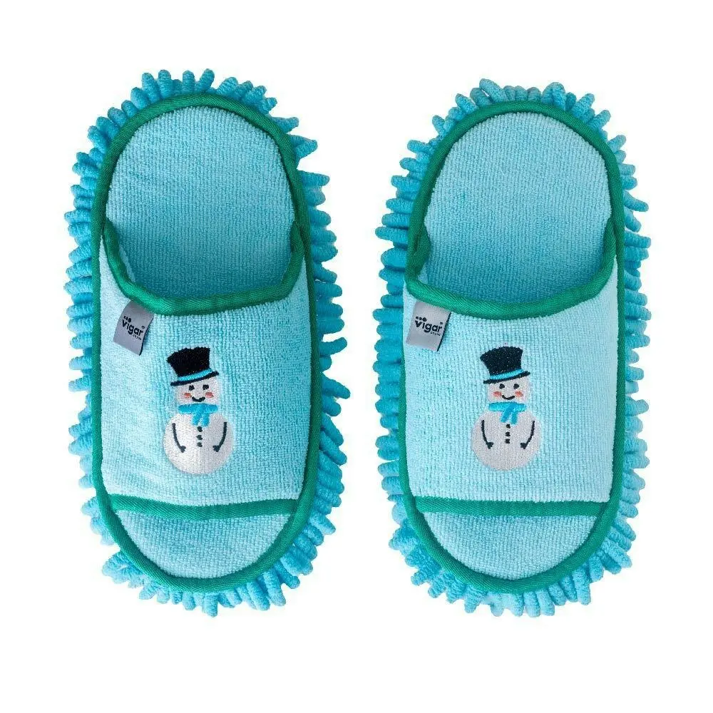 Vigar Snowman Home Cleaning/Polish/Mopping Microfibre Slipper Mop Pair Blue