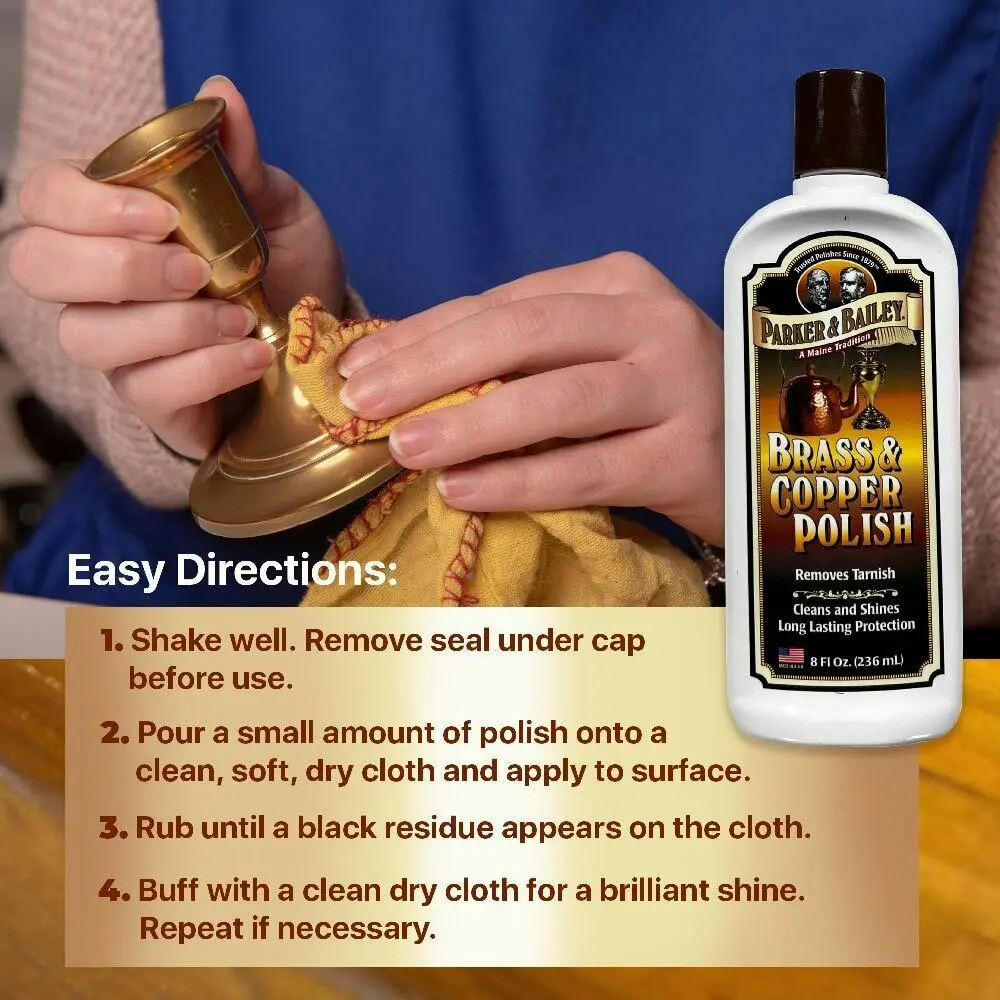 Parker & Bailey 236ml Brass & Copper Polish Tarnish Remover Cleaning Formula