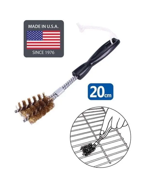 White Magic Brass Spiral 20cm Barbecue Grill Brush Short V-Shaped Cleaner Black