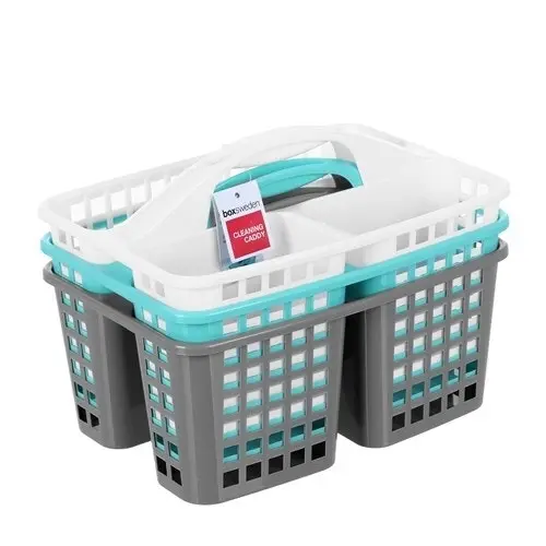 3x Boxsweden Cleaning Caddy 31cm 3 Compartments Cleaning Storage Container Asst