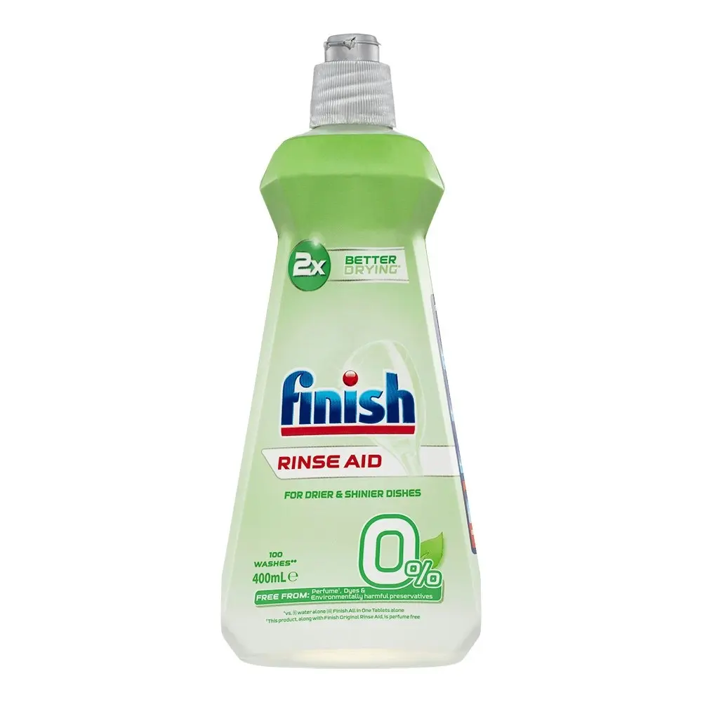 2x Finish 400ml 0% Rinse Aid Dishwashing Liquid Cleaning Soap for Dishes/Glasses