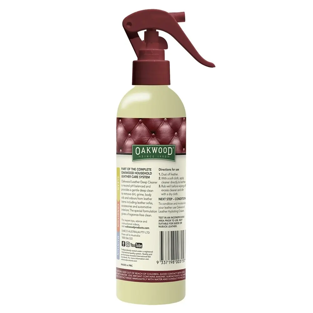 Oakwood 250ml Hydrating Leather Deep Cleaner Spray Furniture Upholstery Care