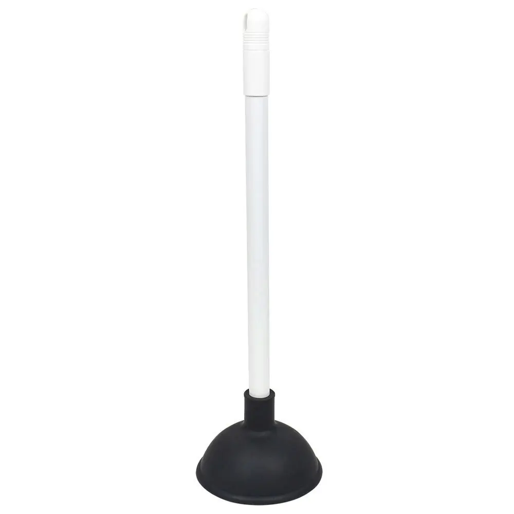 Sabco 55cm Toilet Plunger Suction/Caddy/Holder Set Bathroom Cleaner Stick White