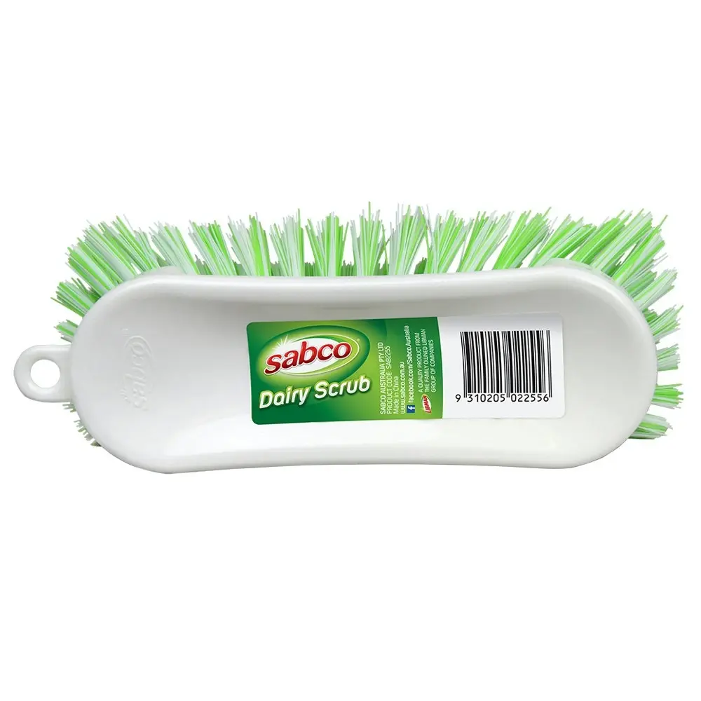 3x Sabco Dairy 21cm Scrub Dish Cleaning/Washing Brush w/Nylon Bristles WHT/GRN