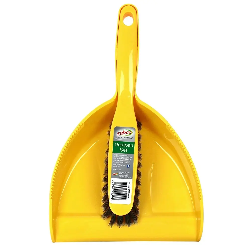 2x Sabco Professional Dustpan Set Yellow Home/Kitchen/Bathroom Cleaning/Dusting