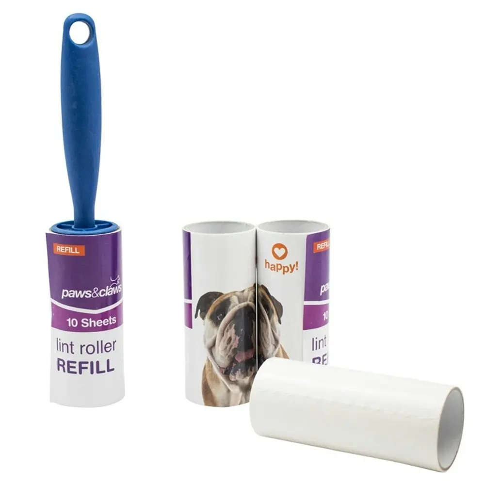 2x Paws & Claws 10 Sheet Lint Roller Pet Fur/Hair Remover Cleaning w/ 3 Refills