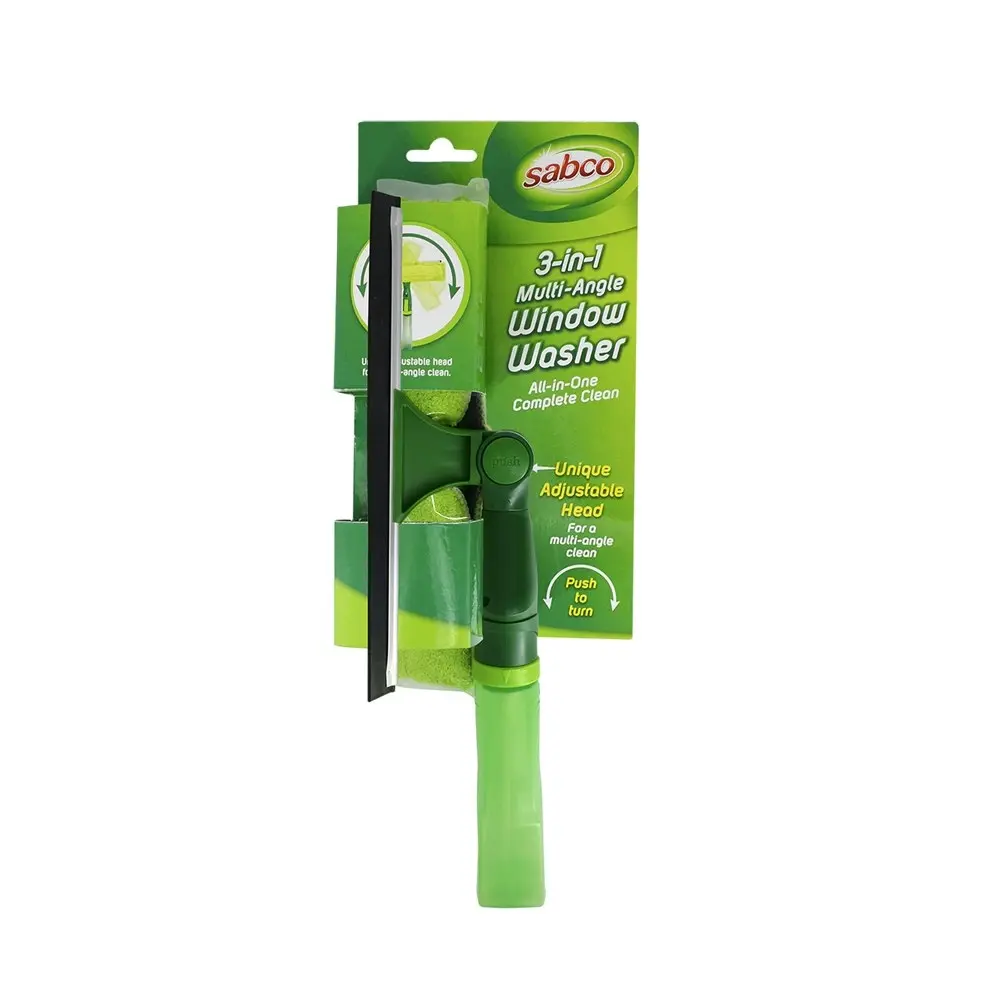 Sabco 3-in-1 Multi Angle Washer Squeegee Cleaner For Window Glass/Mirrors Green