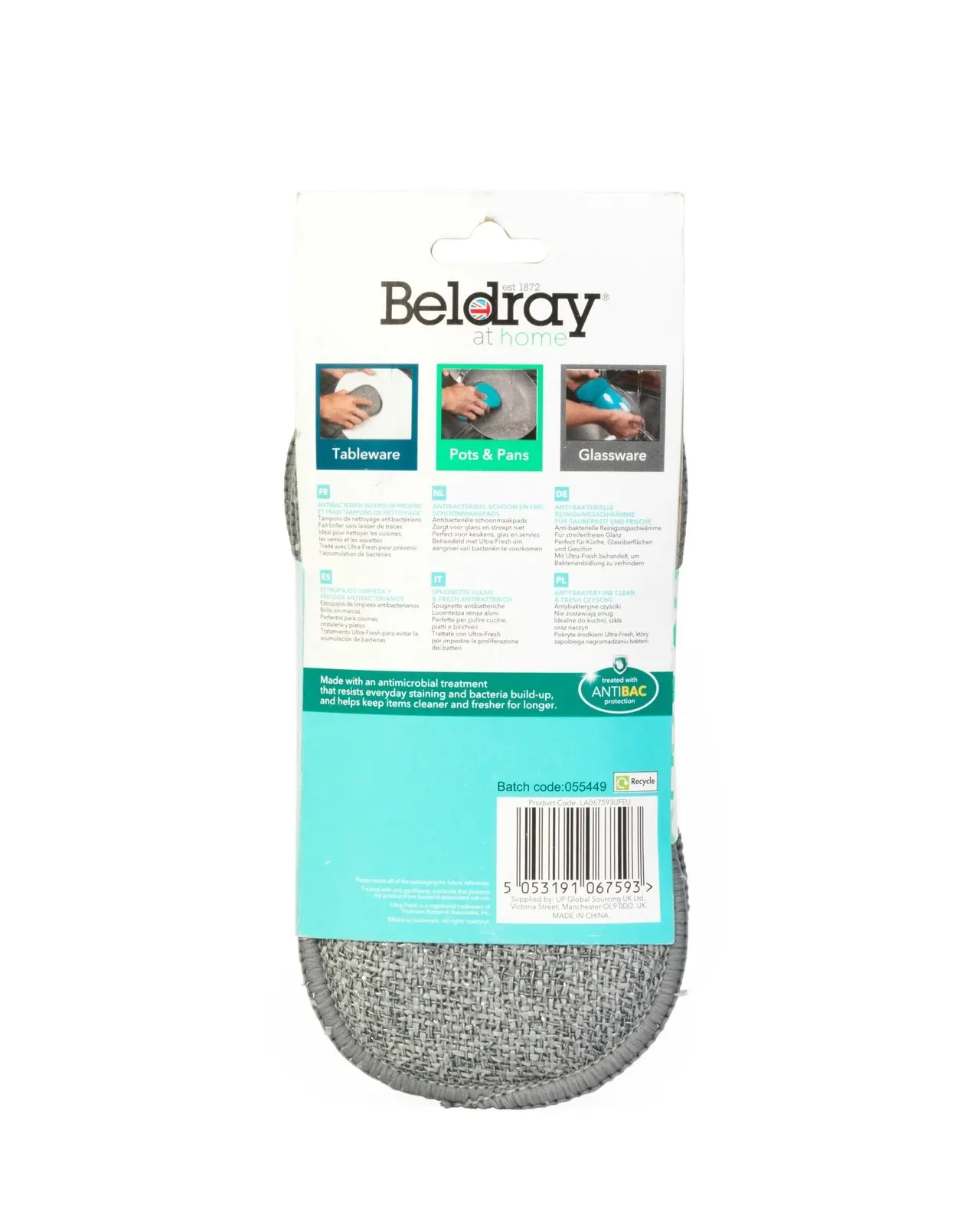 4pc Beldray Clean & Fresh Microfibre Double Sided Scrubber Dish Cleaning Pads