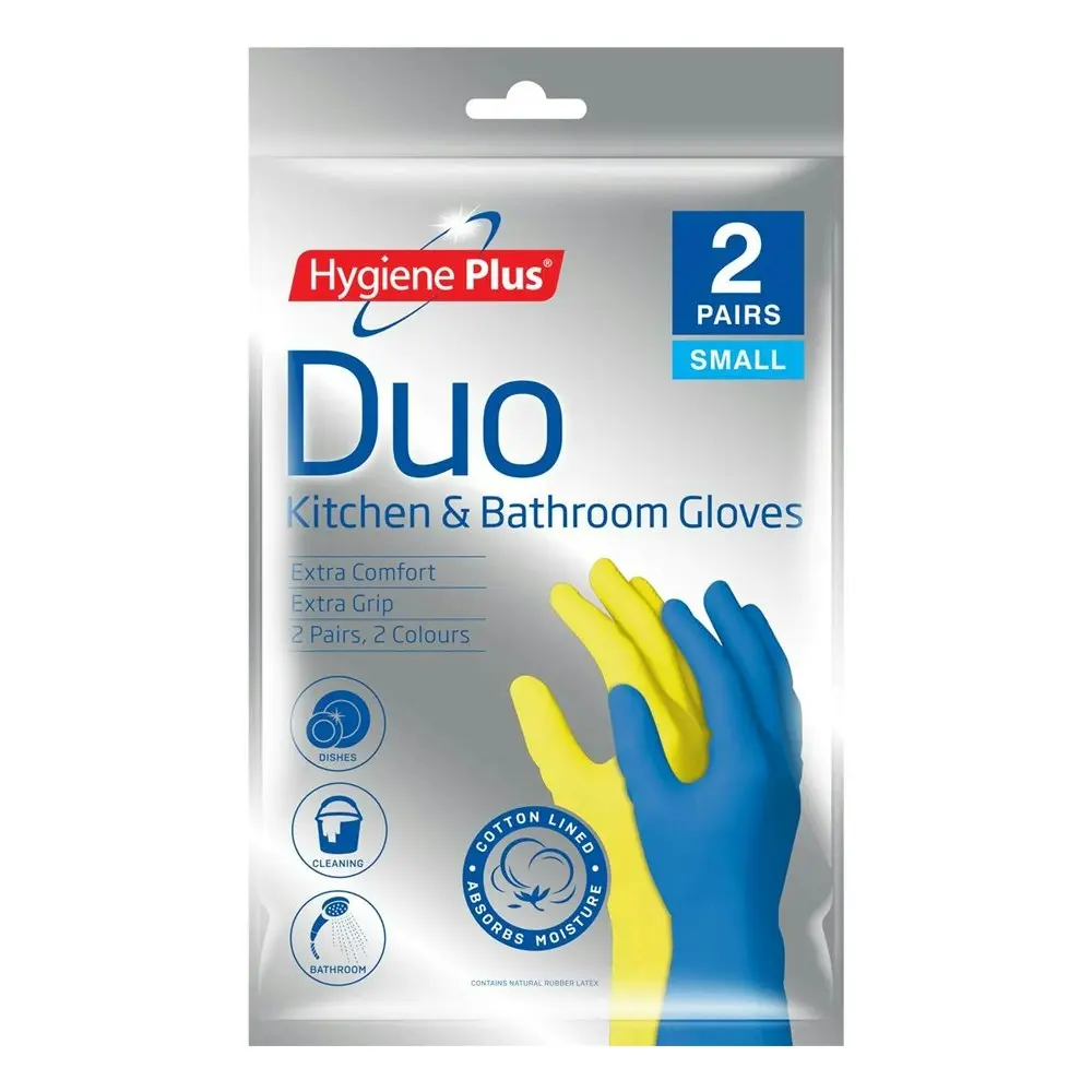 12x Pairs Hygiene Plus Duo Size S Kitchen/Bathroom Latex Cleaning Gloves Asstd