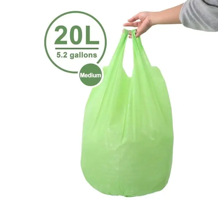 Eco Basics 20L Medium Biodegradable Garbage Bags Waste Storage Container Green