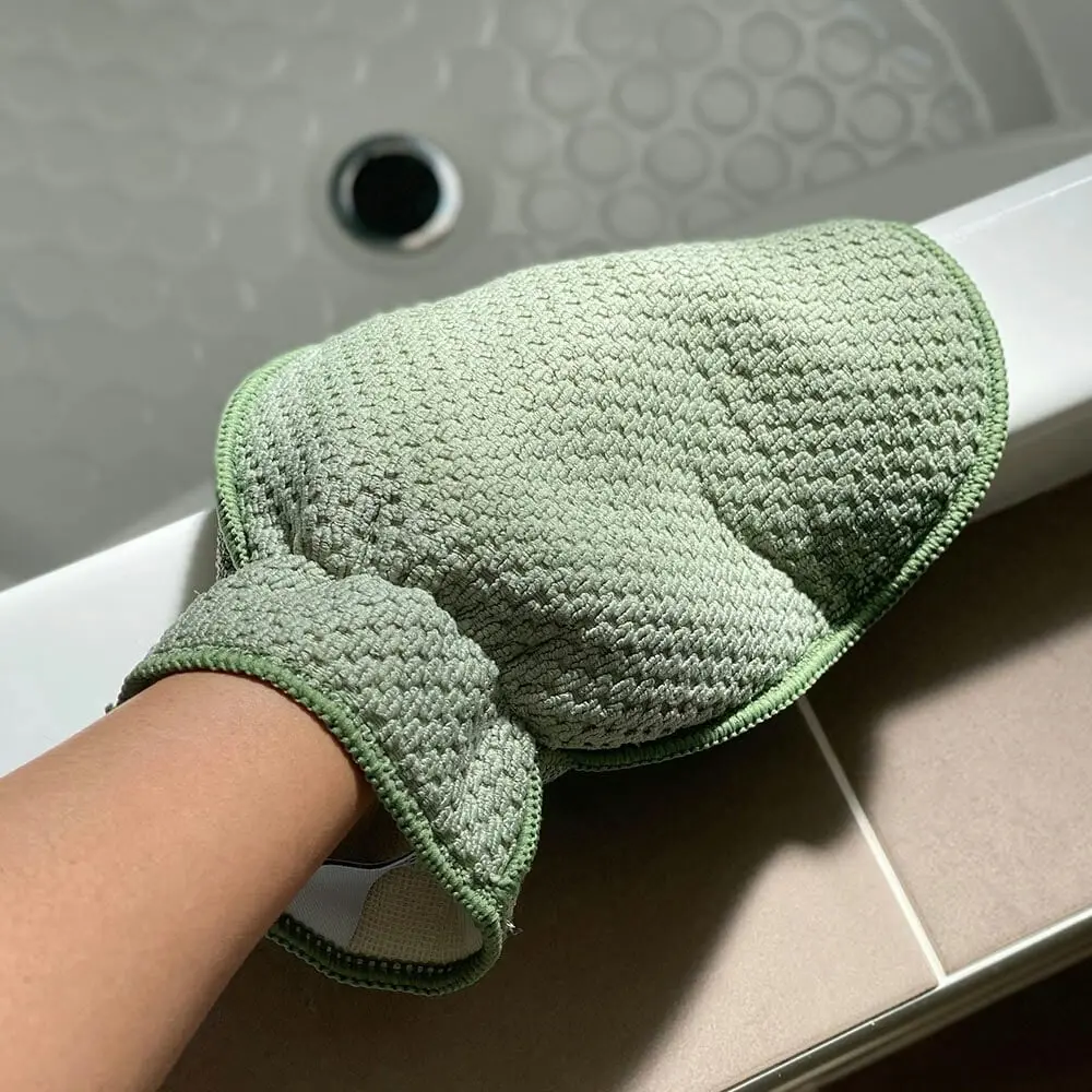 Eco Cloth Bathroom Glove Surface Cleaner Dual Sided Dirt/Grime Scrubber Olive