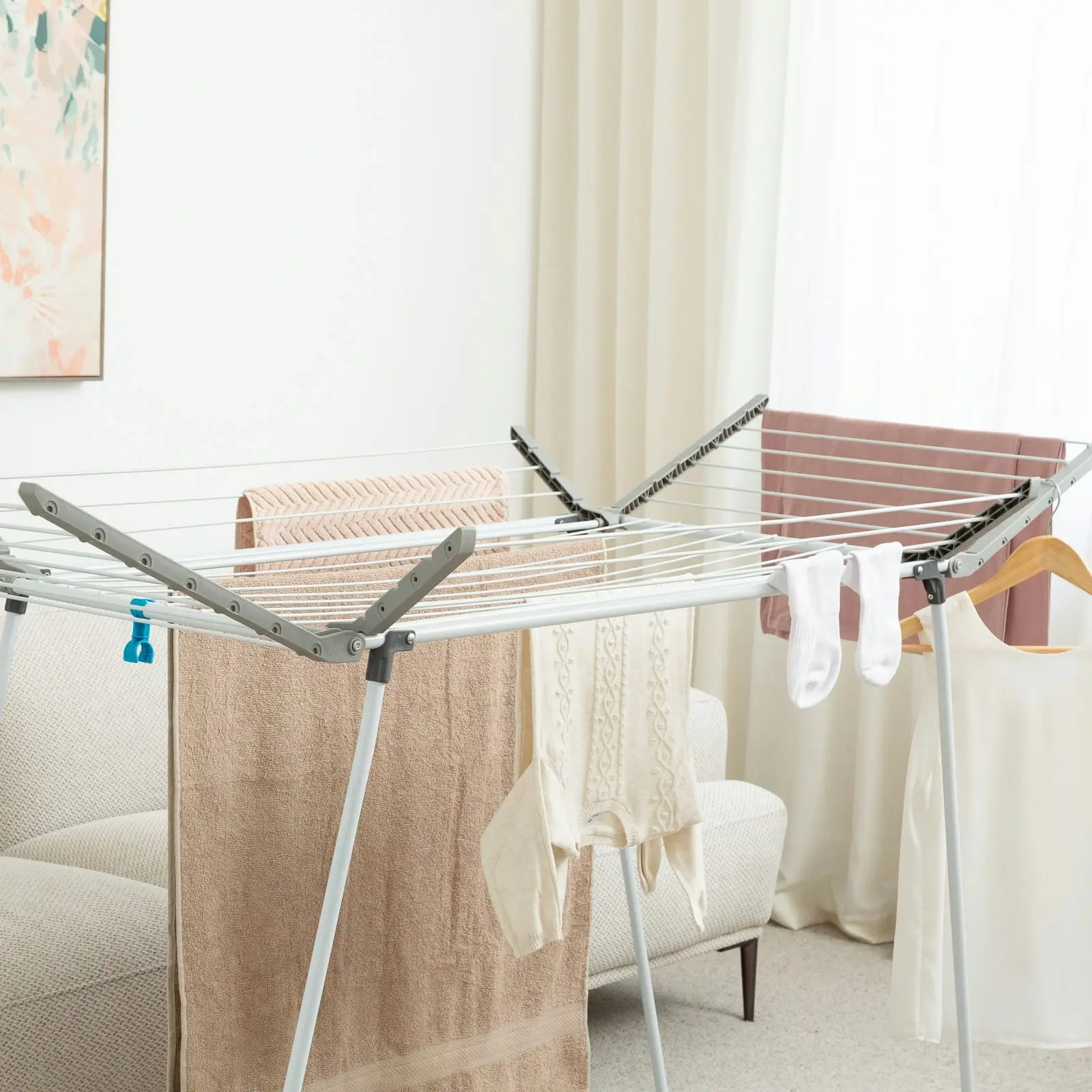 Hills Premium 4 Expanding Wings Portable Collapsable Clothes Airer/Drying Rack