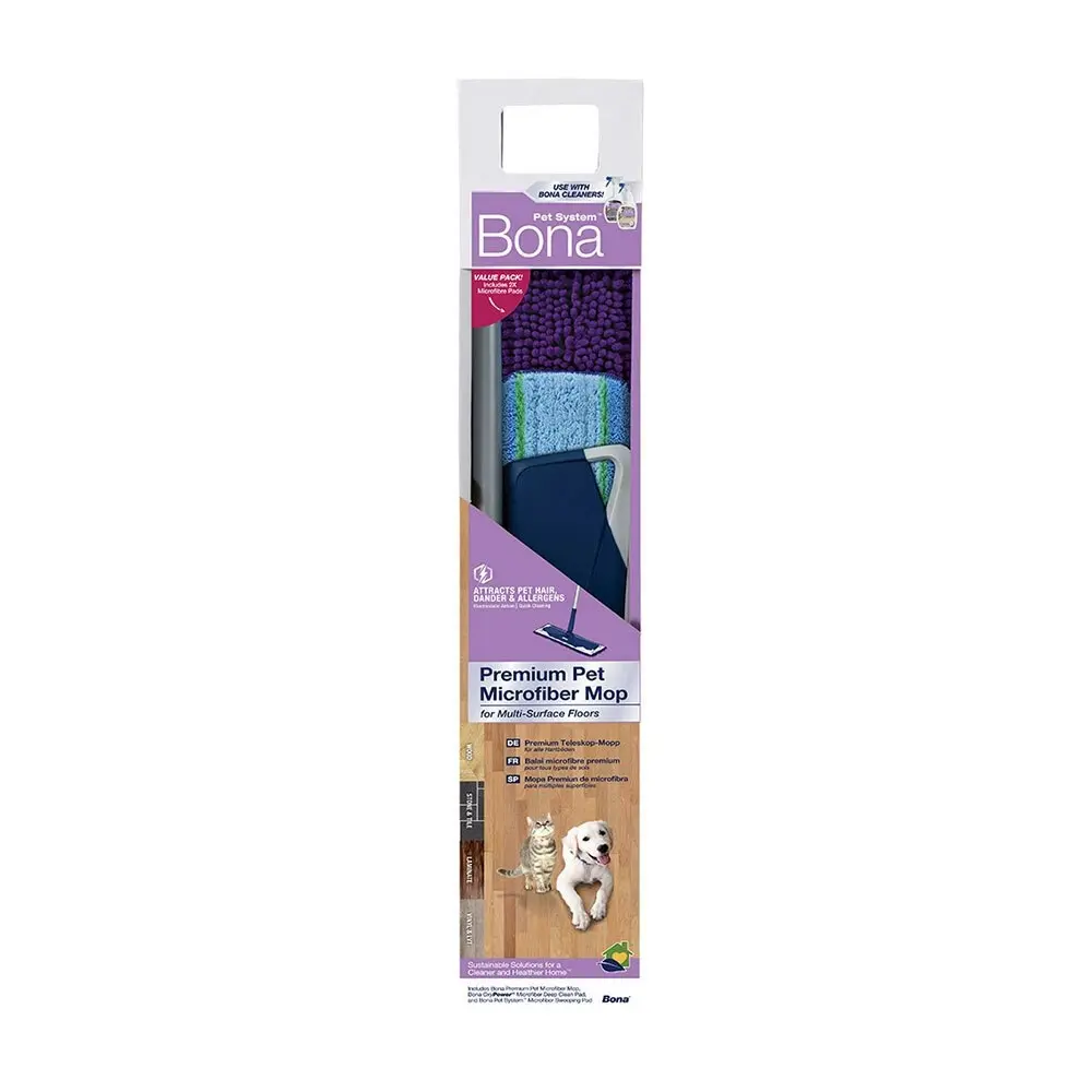 Bona Pet Premium Microfibre Deep Clean Mop for Multi-Surfaced Hard Floors